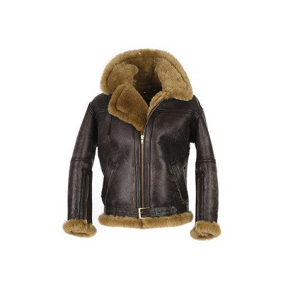Shearling Aviator Jacket – Classic RAF Bomber Leather Coat