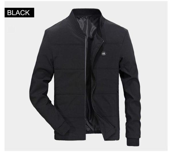 Black Lightweight Bomber Jacket – Minimalist Casual Outerwear