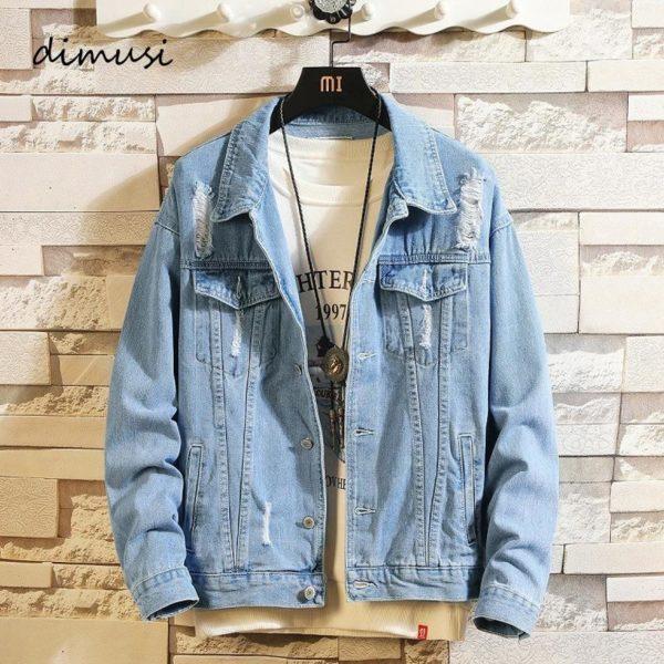 Light Blue Distressed Denim Jacket – Casual Streetwear Layering Piece