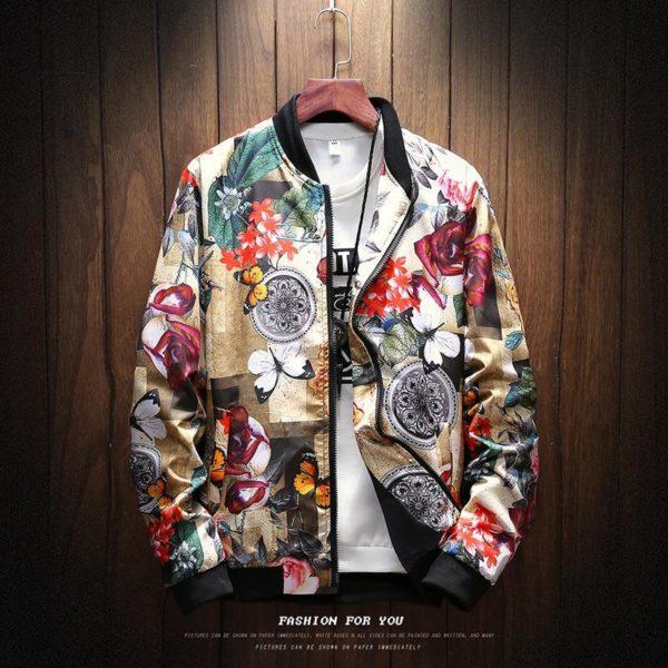 Floral Print Bomber Jacket – Vintage Artistic Streetwear Coat