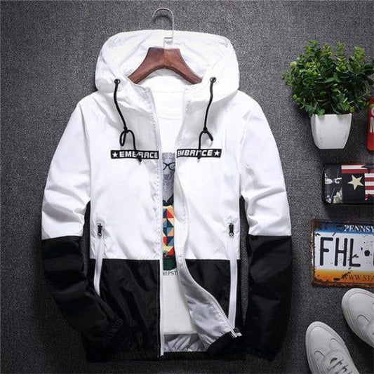Colorblock Windbreaker Jacket – Lightweight Hooded Streetwear Coat