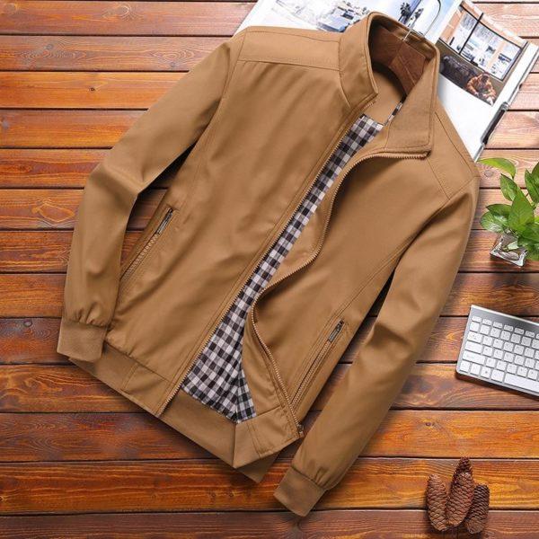 Tan Casual Stand-Collar Jacket – Lightweight Everyday Outerwear