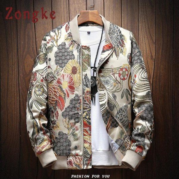 Floral Embroidered Bomber Jacket – Vintage Chinese-Inspired Streetwear