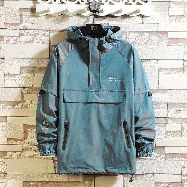 Teal Windbreaker Hoodie – Waterproof Lightweight Streetwear Jacket