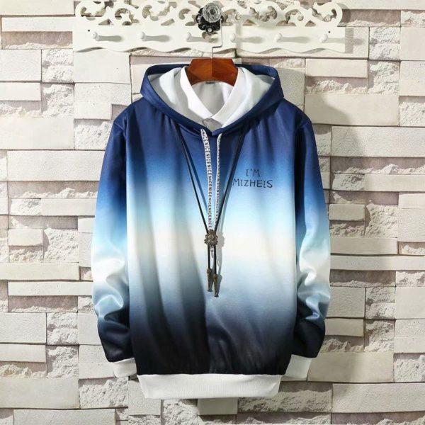 Blue Gradient Hoodie – Casual Ombre Streetwear Pullover