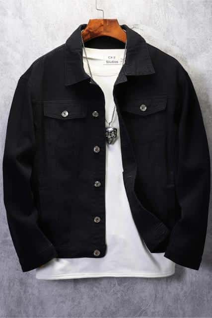 Black Casual Button-Up Denim Jacket – Classic Streetwear Layer