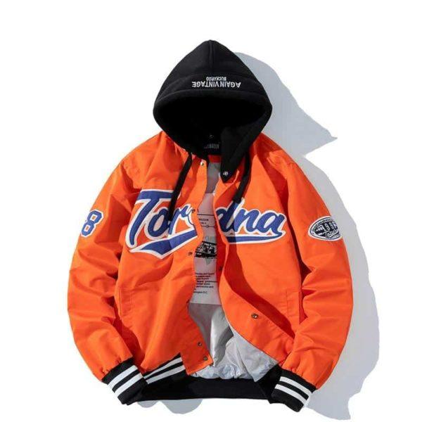 Orange Varsity Jacket – Retro Baseball Letterman Coat