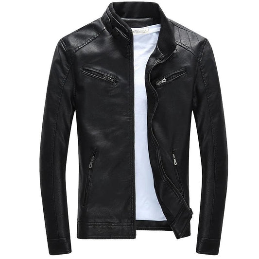 Black Faux Leather Biker Jacket – Slim Fit Moto Style