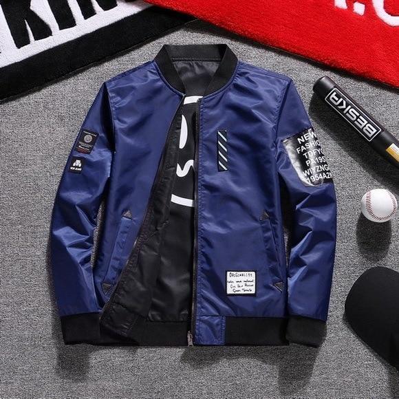 Navy Streetwear Bomber Jacket – Lightweight Casual Zip-Up