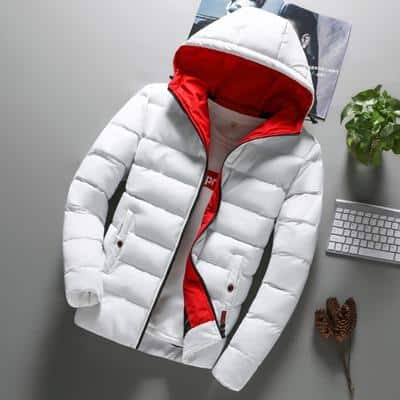 Hooded Winter Puffer Jacket – Warm Insulated Coat (White & Black)