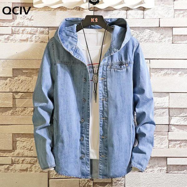 Light Blue Denim Hooded Shirt Jacket – Casual Streetwear Layer