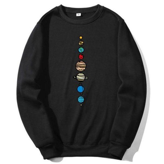 Solar System Sweatshirt – Casual Space Graphic Pullover (Black / Grey)