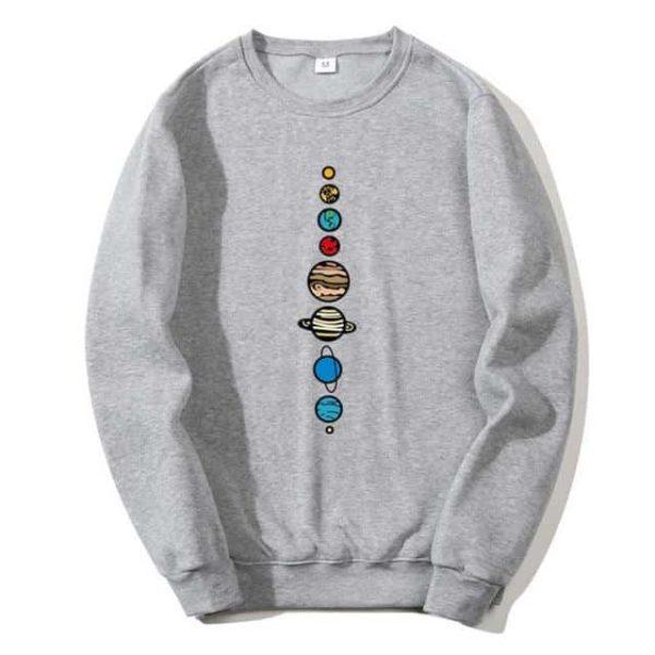 Solar System Sweatshirt – Casual Space Graphic Pullover (Black / Grey)