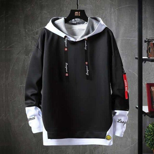 Black &amp; White Streetwear Hoodie – Casual Layer With Modern Details