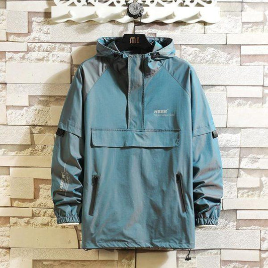 Teal Windbreaker Hoodie – Waterproof Lightweight Streetwear Jacket