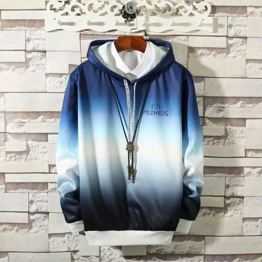 Blue Gradient Hoodie – Casual Ombre Streetwear Pullover