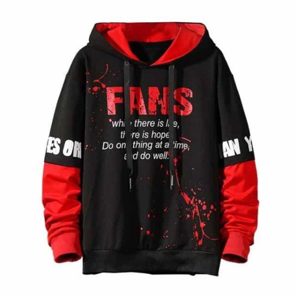 “FANS” Two-Tone Streetwear Hoodie – Bold Graphic Pullover