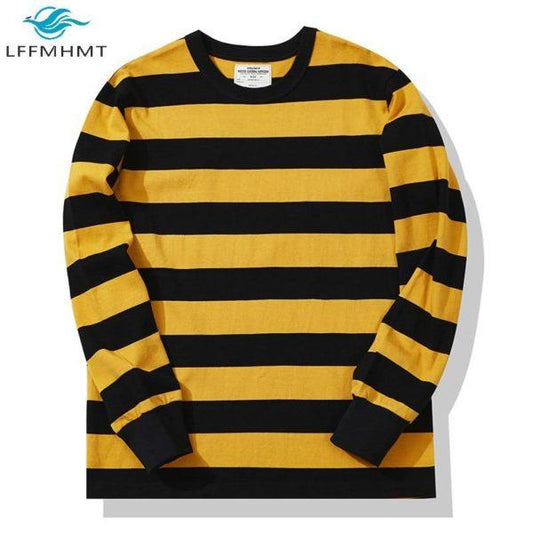 Striped Long Sleeve Shirt – Classic Crewneck Casual Tee