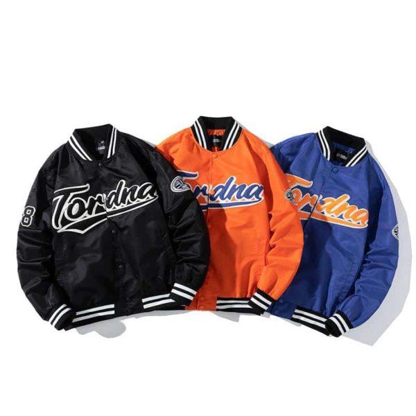 Orange Varsity Jacket – Retro Baseball Letterman Coat