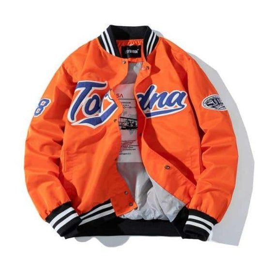 Orange Varsity Jacket – Retro Baseball Letterman Coat