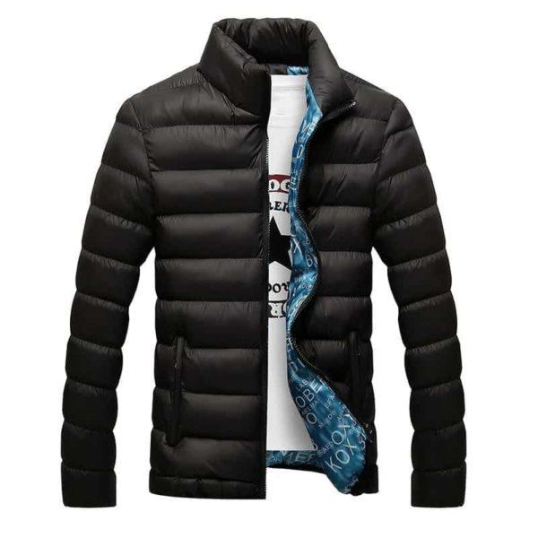 Lightweight Puffer Jacket – Warm Winter Stand Collar Coat (Black)