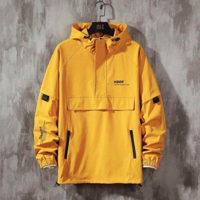 Yellow Windbreaker Hoodie – Lightweight Pullover Street Jacket